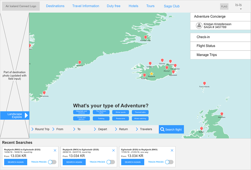 Air Iceland Connect Wireframe