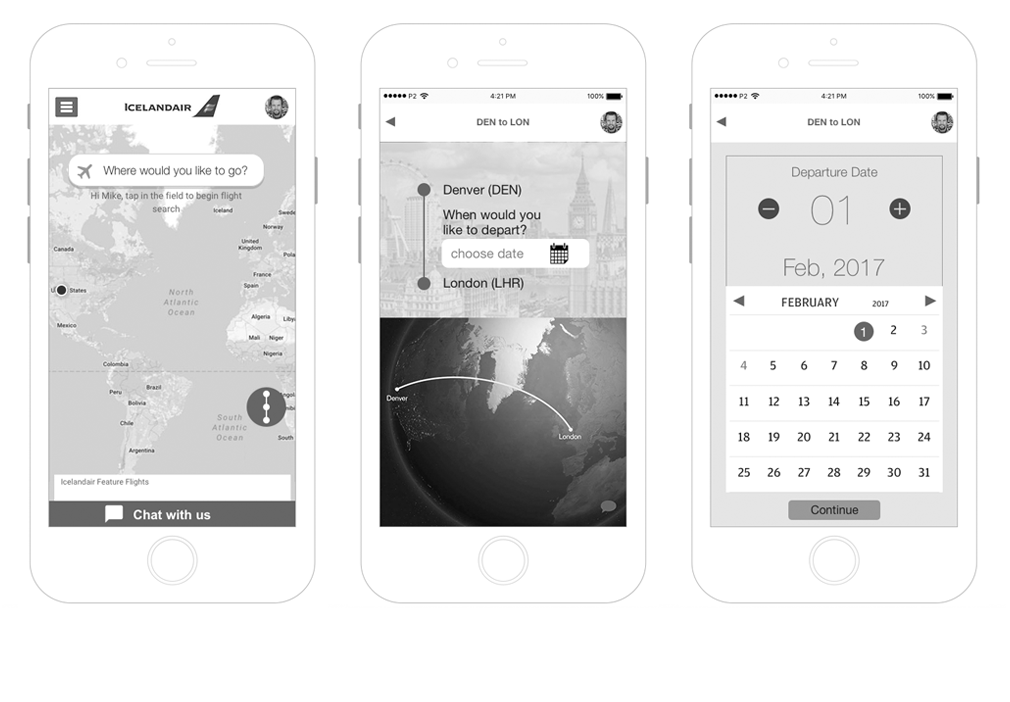 Icelandair iOS App Wireframe