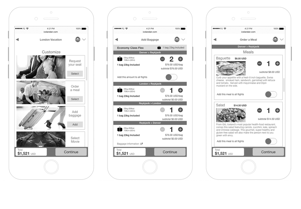 Icelandair iOS App Wireframe