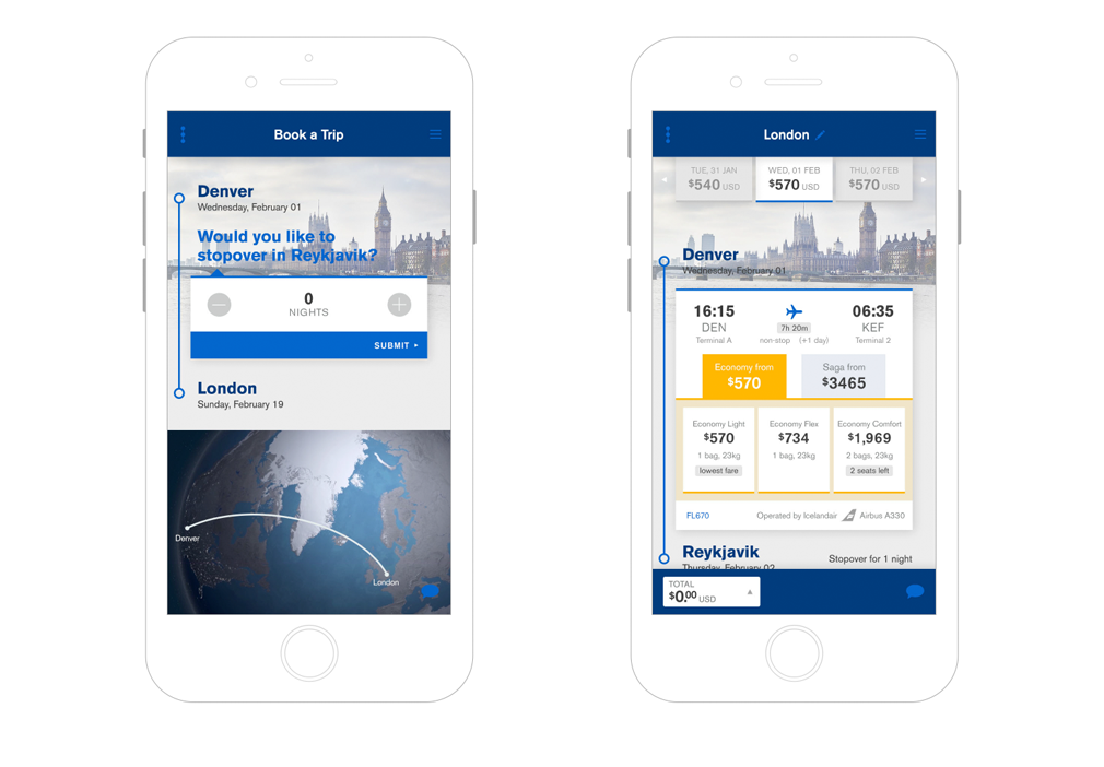 Icelandair iOS App Wireframe